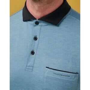 $110 Travis Mathew Blue Featherweight Golf Polo Shirt Size XL Heater Men’s New